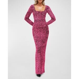 Helsi The Jaime Pink/Black Sequin Column Gown Size S NWT